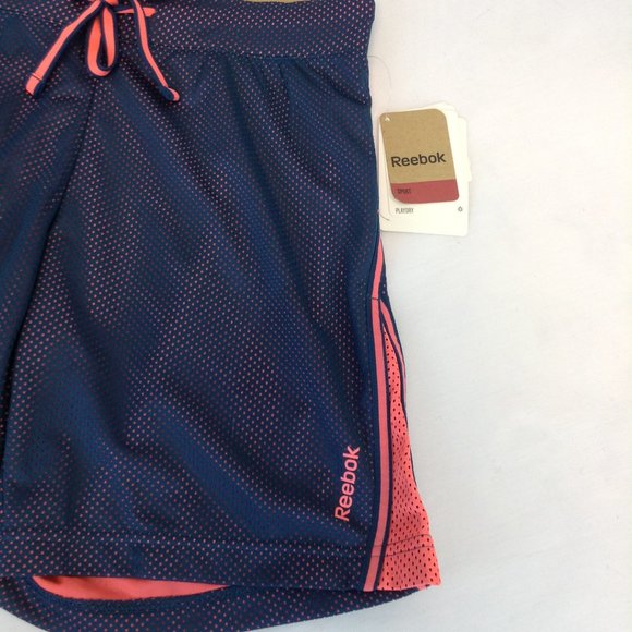 Reebok Playdry 7" Mesh Running Shorts Womens Size Small Navy Blue/Pink NWT - Picture 3 of 9